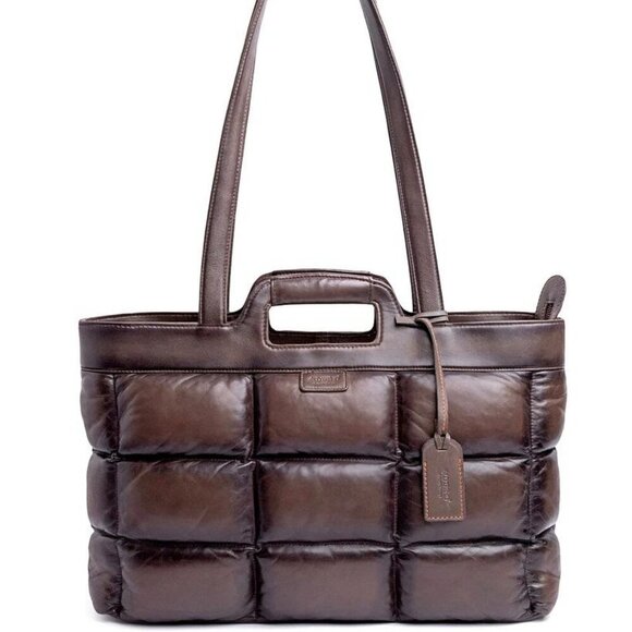 OLD TREND Puff Clover Leather Tote Stone Bag - Picture 1 of 5